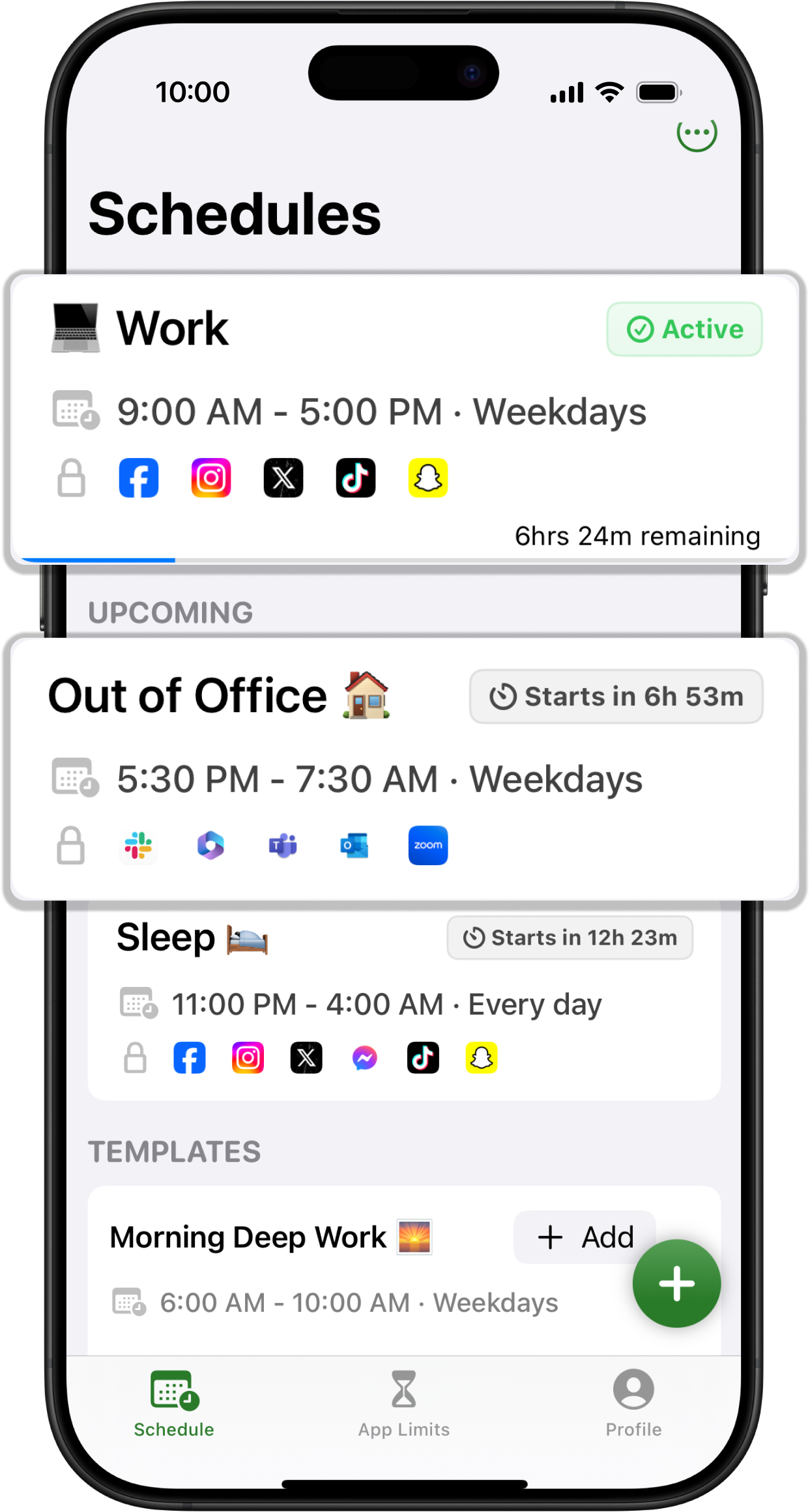 Current Atten iPhone app showing a recurring schedule